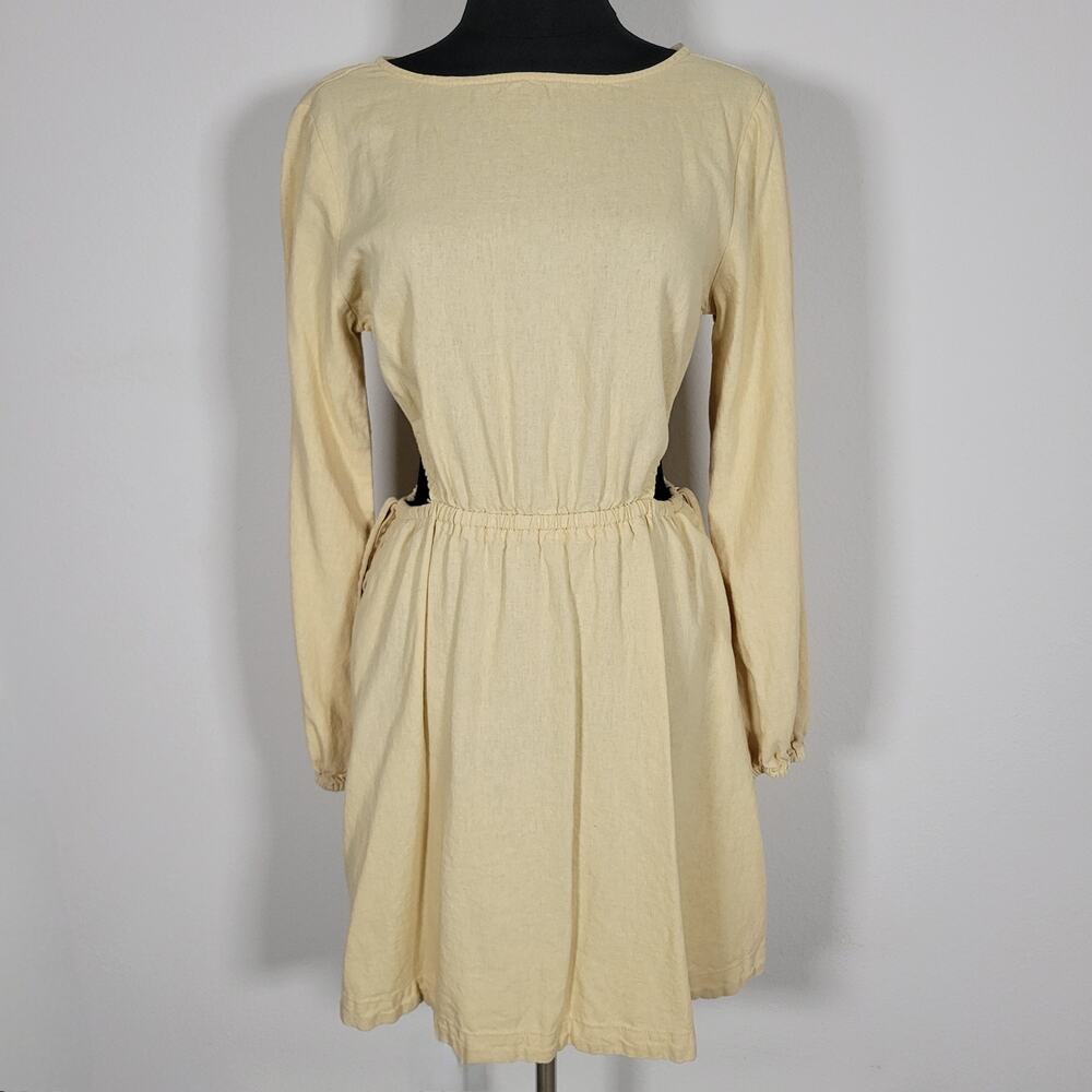 Univerisal Threads Linen Blend Dress Balloon Sleeve Cottagecore Milkmaid Boho